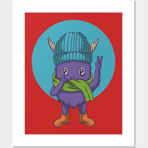 Peace cute monster Wall Art by Mako Design 